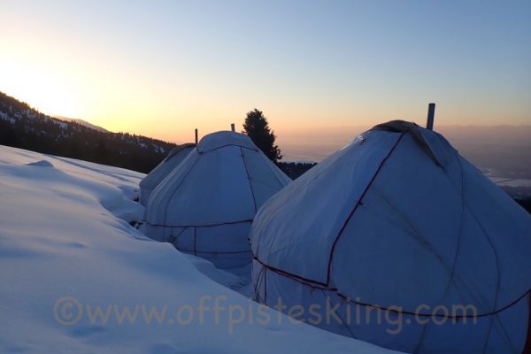 Evening light & yurts.