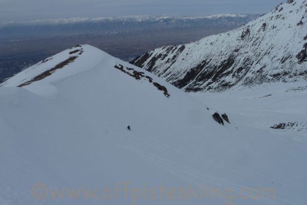 Flat light but great snow and a monster thigh-burning run on the East face of Kyzyl Moynok.