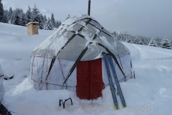 Fresh snow at the yurts.